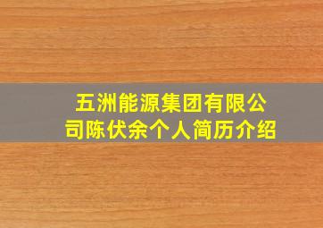 五洲能源集团有限公司陈伏余个人简历介绍