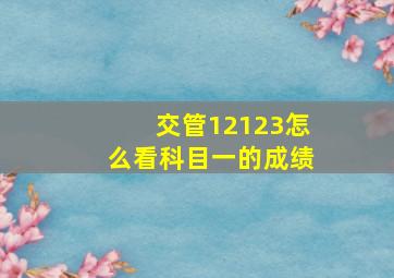 交管12123怎么看科目一的成绩