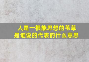 人是一根能思想的苇草是谁说的代表的什么意思