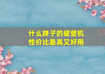 什么牌子的破壁机性价比最高又好用