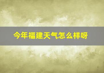 今年福建天气怎么样呀