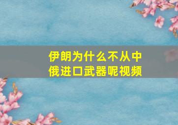 伊朗为什么不从中俄进口武器呢视频