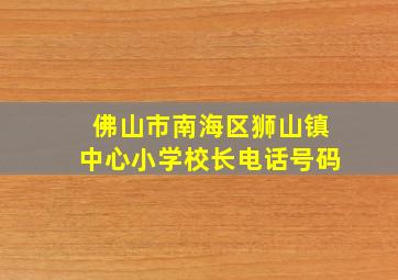 佛山市南海区狮山镇中心小学校长电话号码