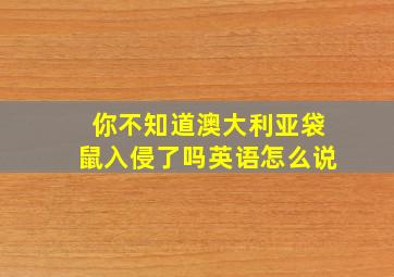 你不知道澳大利亚袋鼠入侵了吗英语怎么说