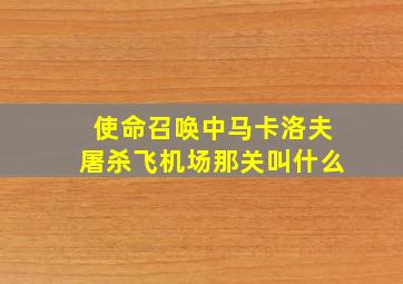 使命召唤中马卡洛夫屠杀飞机场那关叫什么