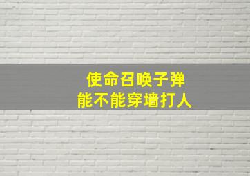 使命召唤子弹能不能穿墙打人