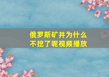 俄罗斯矿井为什么不挖了呢视频播放