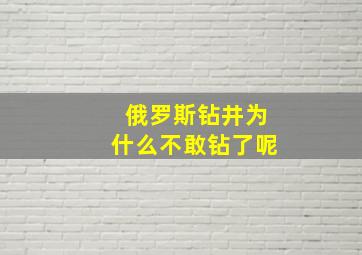 俄罗斯钻井为什么不敢钻了呢