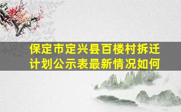 保定市定兴县百楼村拆迁计划公示表最新情况如何