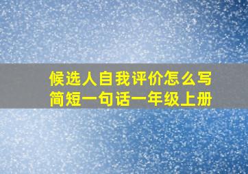 候选人自我评价怎么写简短一句话一年级上册