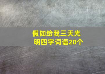 假如给我三天光明四字词语20个