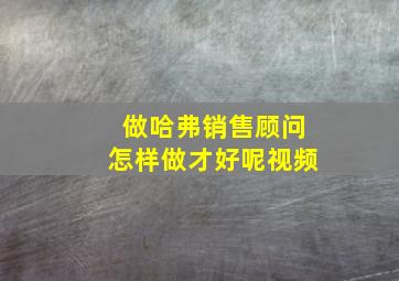 做哈弗销售顾问怎样做才好呢视频