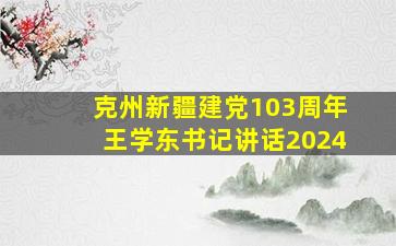 克州新疆建党103周年王学东书记讲话2024