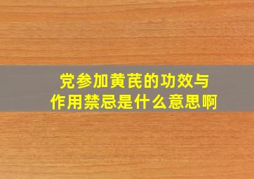 党参加黄芪的功效与作用禁忌是什么意思啊