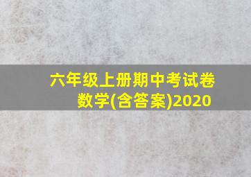 六年级上册期中考试卷数学(含答案)2020