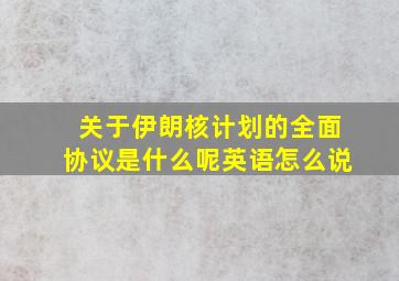 关于伊朗核计划的全面协议是什么呢英语怎么说