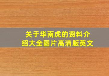 关于华南虎的资料介绍大全图片高清版英文