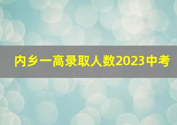 内乡一高录取人数2023中考