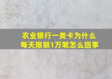 农业银行一类卡为什么每天限额1万呢怎么回事