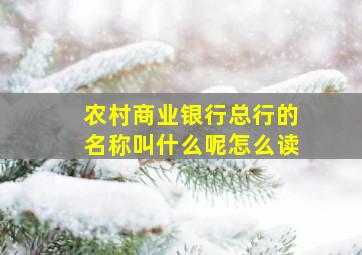 农村商业银行总行的名称叫什么呢怎么读