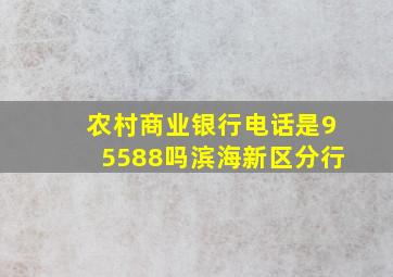 农村商业银行电话是95588吗滨海新区分行