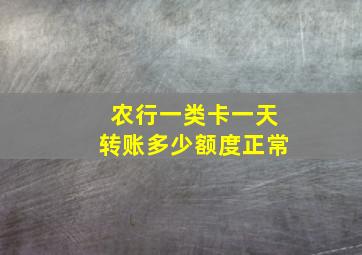 农行一类卡一天转账多少额度正常