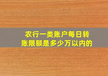 农行一类账户每日转账限额是多少万以内的