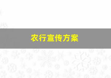 农行宣传方案