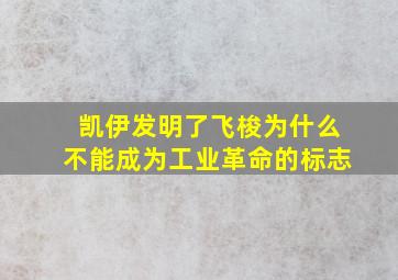 凯伊发明了飞梭为什么不能成为工业革命的标志