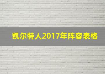 凯尔特人2017年阵容表格