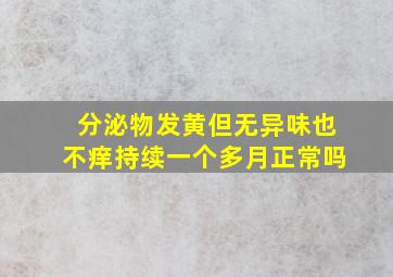 分泌物发黄但无异味也不痒持续一个多月正常吗