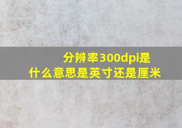 分辨率300dpi是什么意思是英寸还是厘米