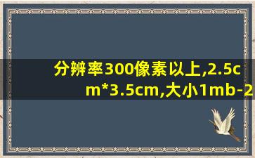 分辨率300像素以上,2.5cm*3.5cm,大小1mb-2mb