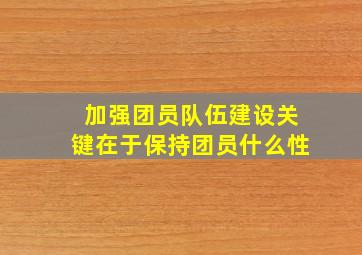 加强团员队伍建设关键在于保持团员什么性