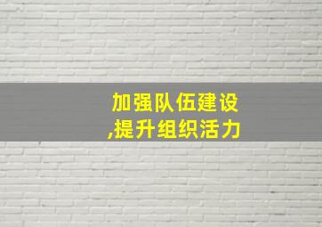 加强队伍建设,提升组织活力