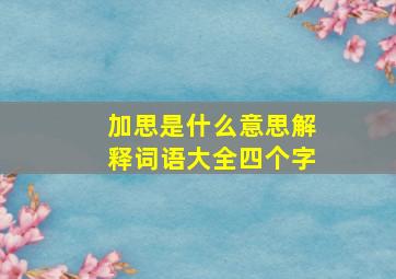 加思是什么意思解释词语大全四个字