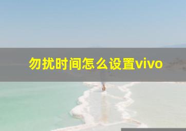 勿扰时间怎么设置vivo