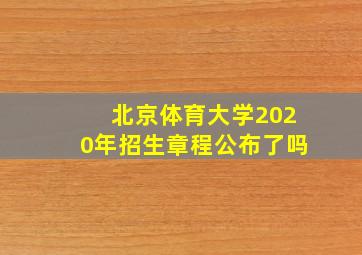 北京体育大学2020年招生章程公布了吗