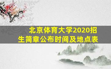 北京体育大学2020招生简章公布时间及地点表