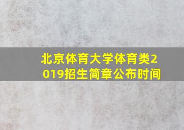 北京体育大学体育类2019招生简章公布时间