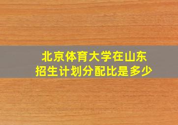 北京体育大学在山东招生计划分配比是多少