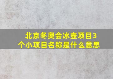 北京冬奥会冰壶项目3个小项目名称是什么意思