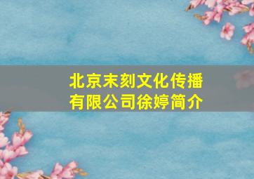 北京末刻文化传播有限公司徐婷简介