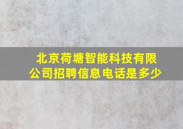 北京荷塘智能科技有限公司招聘信息电话是多少