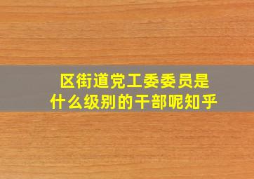 区街道党工委委员是什么级别的干部呢知乎