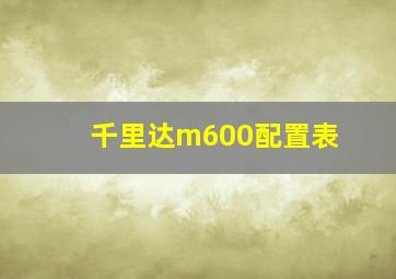 千里达m600配置表