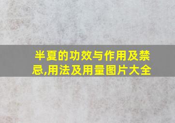 半夏的功效与作用及禁忌,用法及用量图片大全