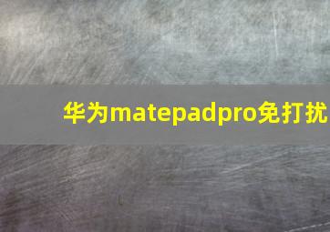 华为matepadpro免打扰