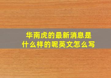 华南虎的最新消息是什么样的呢英文怎么写