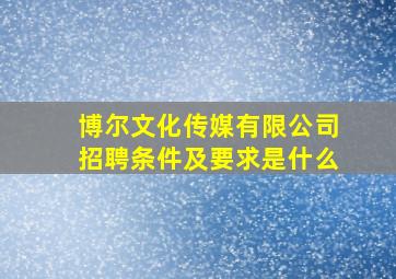 博尔文化传媒有限公司招聘条件及要求是什么